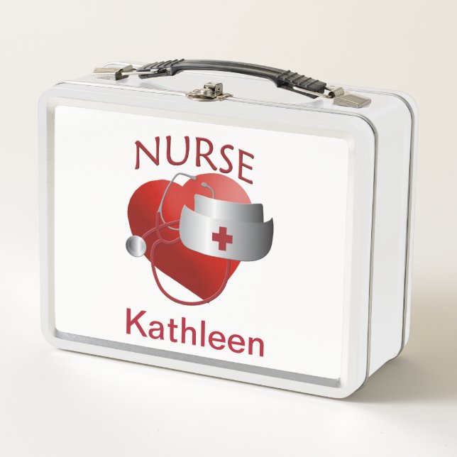 Custom Nurses Have Heart Metal Lunch Box (Front)