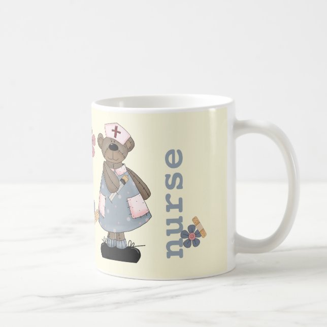 Custom Nurse's Name Teddy Bear Design Gift Mugs (Right)