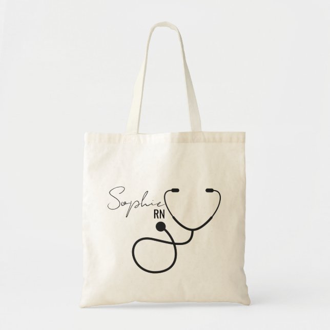 Custom Nursing Bag with Name and Stethoscope, Pers (Front)