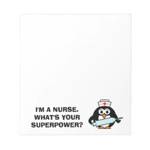 Custom nursing notepads with funny penguin nurse
