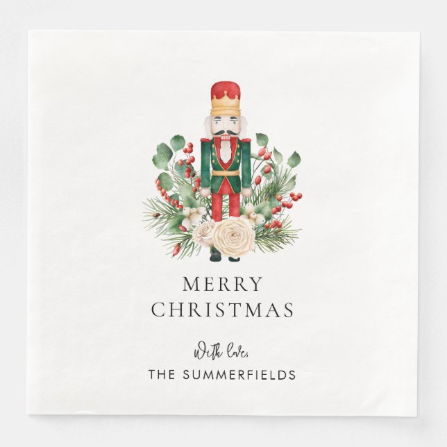 Custom Nutcracker Family Christmas Script Napkin (Front)