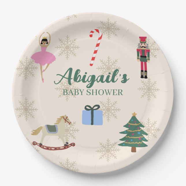 Custom Nutcracker Illustration Baby Shower Paper Plate (Front)