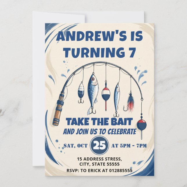 Custom O-Fish-Ally | Fishing Birthday Invitation (Front)