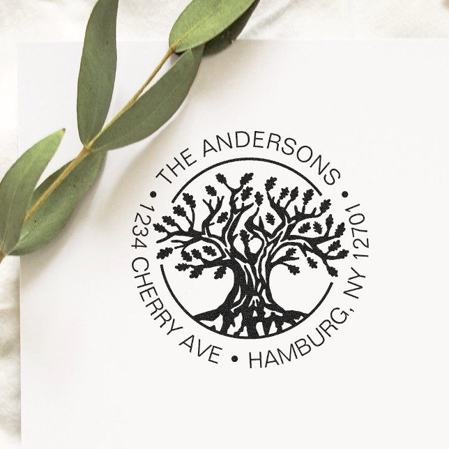 Custom oak tree Return Address Rubber Stamp (Creator Uploaded)