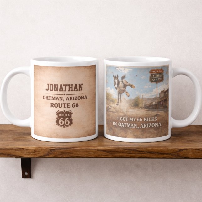 Custom Oatman Donkey Route 66 Centennial Gift Large Coffee Mug (Creator Uploaded)