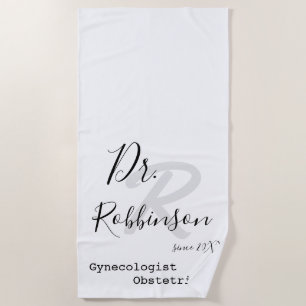Custom Obgyn Obstetrician Gynaecologist Monogram Beach Towel