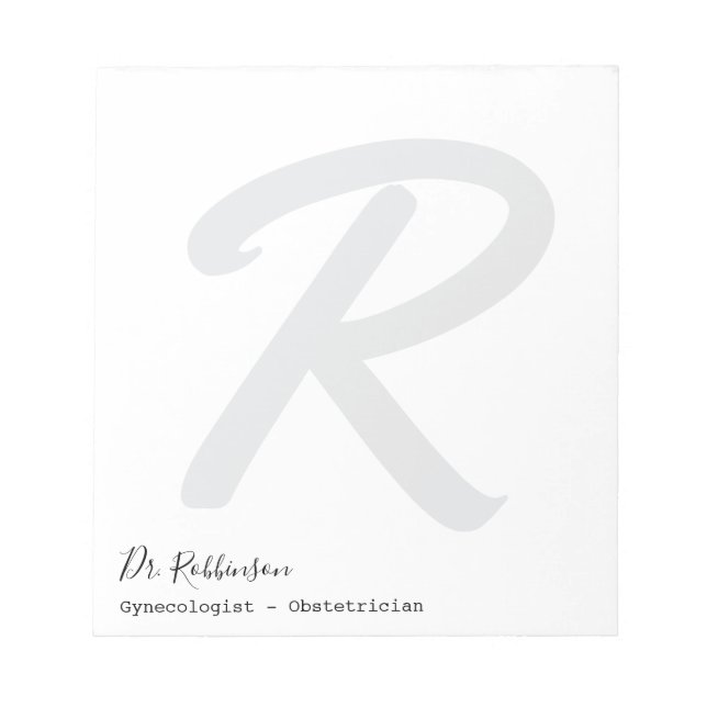 Custom Obgyn Obstetrician Gynaecologist Monogram Notepad (Front)