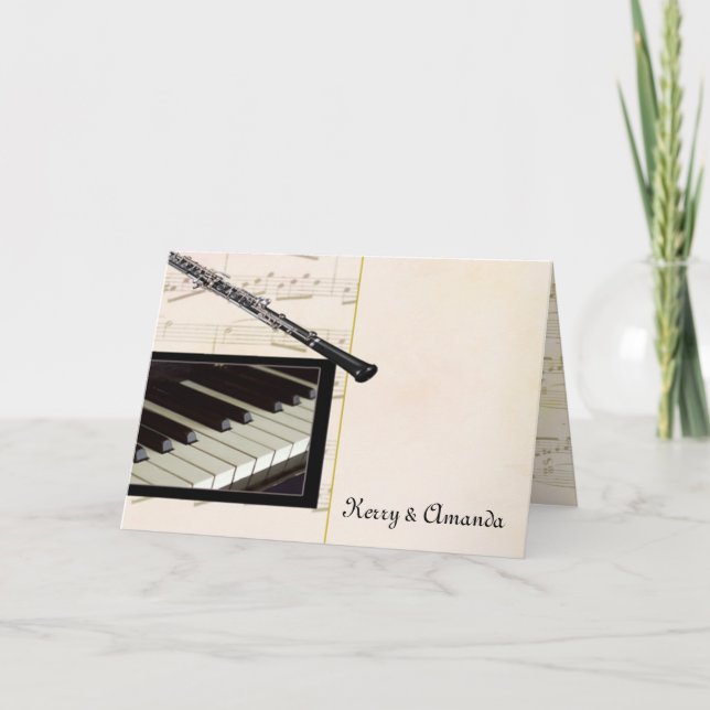 Custom oboe and piano design card (Front)