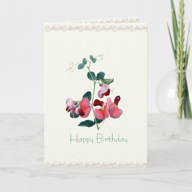 Custom Occasion Pink Sweet Pea Card (Front)