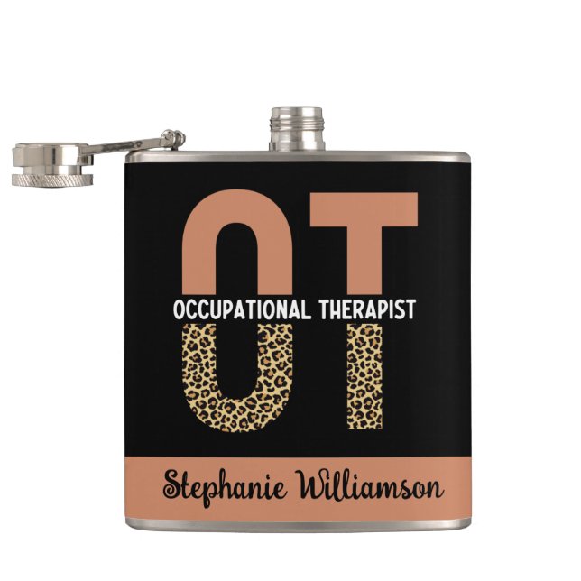 Custom Occupational Therapist OT Appreciation Gift Hip Flask (Opened)