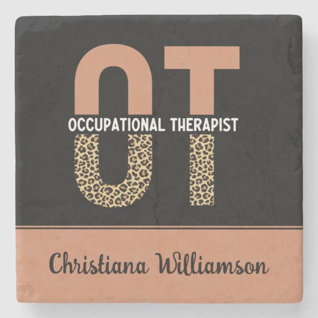 Custom Occupational Therapist OT Appreciation Gift Stone Coaster (Front)
