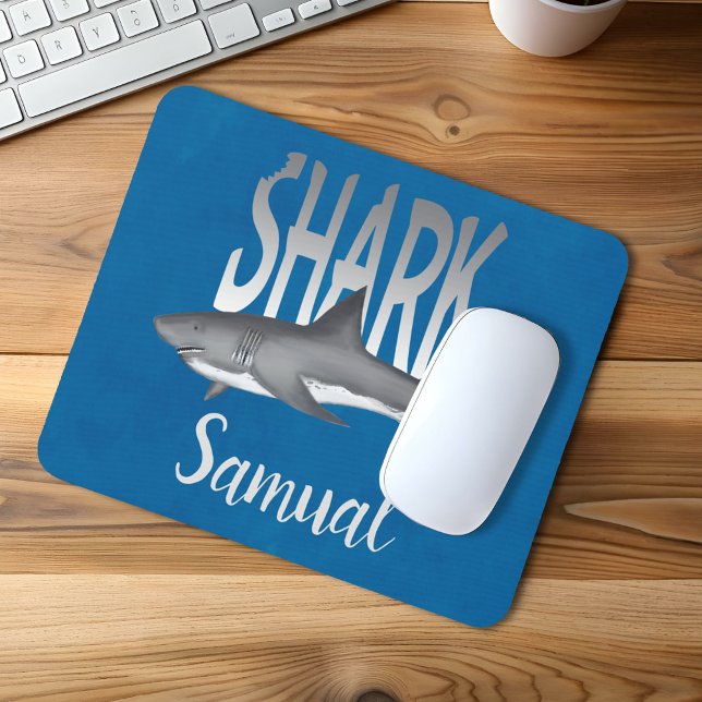 Custom Ocean Shark Personalized  Mouse Pad (Shark bite personalized mouse pad)