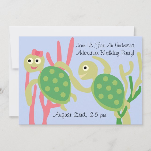 Custom Ocean Turtles Undersea Birthday Invitation (Front)