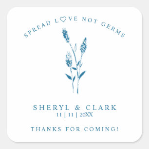 Custom Ocean Wildflowers Wedding Hand Sanitizer Square Sticker