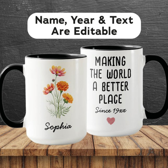Custom October Birth Flower - Personalised Name Mug (Creator Uploaded)