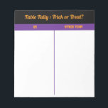 Custom October Halloween Bunco Table Tally  Notepad<br><div class="desc">Add spooky fun to your Bunco night with this Halloween table tally sheet! Perfect for October Bunco events, this score sheet features black, vibrant purple and orange Halloween-themed designs. Easily track scores for each table, making your Bunco game festive and organised. Ideal for parties, club nights, or seasonal gatherings. Trick...</div>