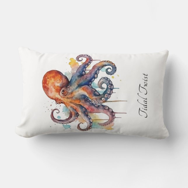 Custom Octopus Beach House Welcome Lumbar Cushion (Front)