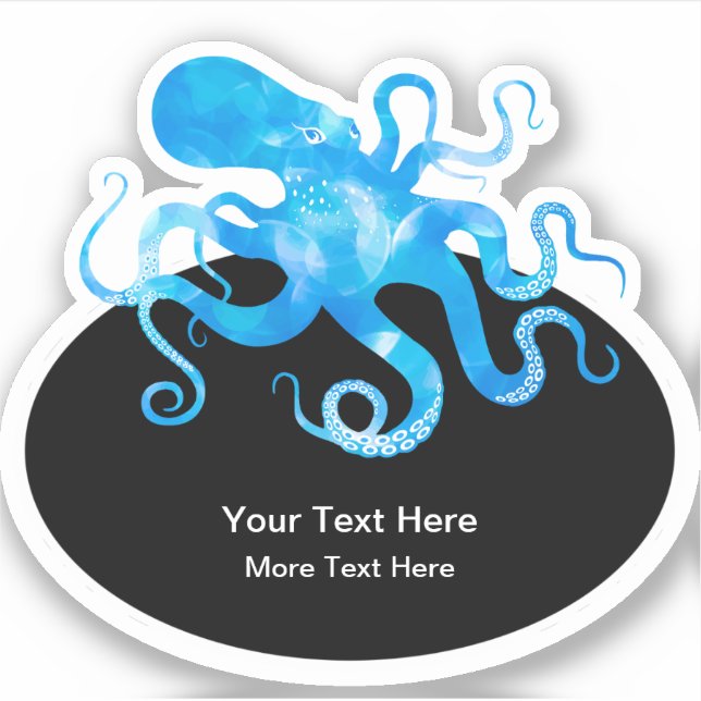 Custom Octopus Ocean Life Theme Sticker Labels (Front)