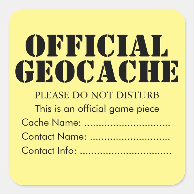 Custom Official Geocache sticker  (Front)