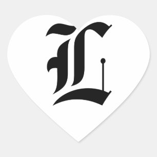 Custom Old English Font Letter (e.g. L for Letter) Heart Sticker