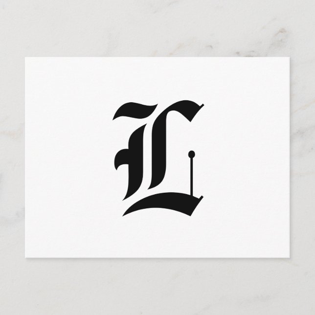 Custom Old English Font Letter (e.g. L for Letter) Postcard (Front)