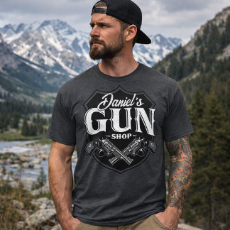 Custom Old Western Revolvers Gun Shop Firearms  T-Shirt
