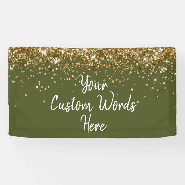 Custom Olive Green Gold Birthday Party Photo Booth Banner (Horizontal)