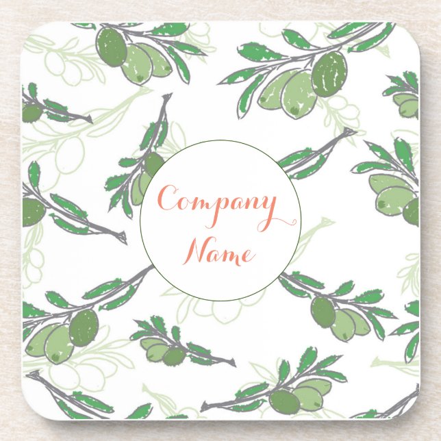 Custom Olive Tree Logo Beverage Coaster Custom (Front)