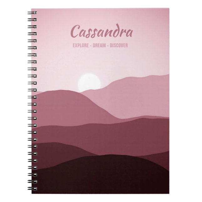 Custom Ombre Mauve Taupe Light Blush Pink Abstract Notebook (Front)