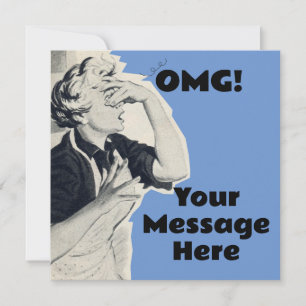 Custom OMG message antique 50s Flat Note Card