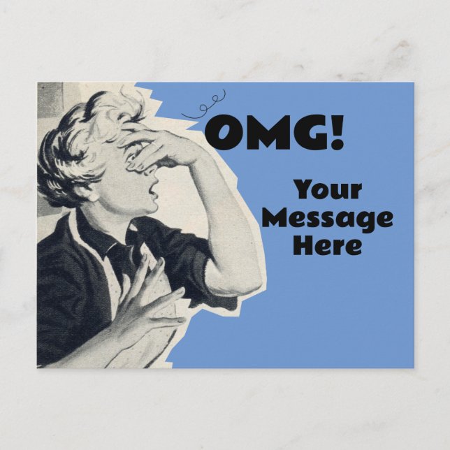 Custom OMG message antique 50s Postcard (Front)