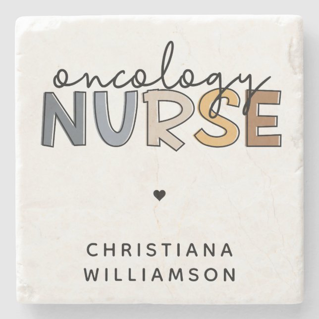 Custom Oncology Nurse Oncology RN Gifts Stone Coaster (Front)