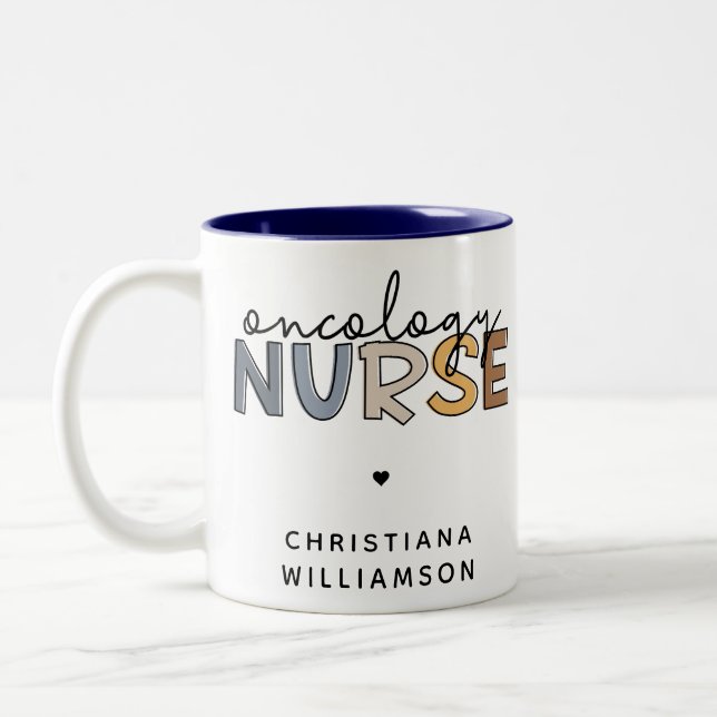Custom Oncology Nurse Oncology RN Gifts Two-Tone Coffee Mug (Left)