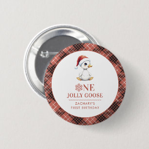Custom One Jolly Goose December First Birthday 6 Cm Round Badge