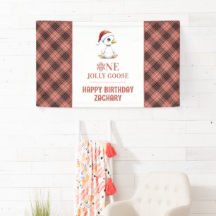 Custom One Jolly Goose December First Birthday Banner