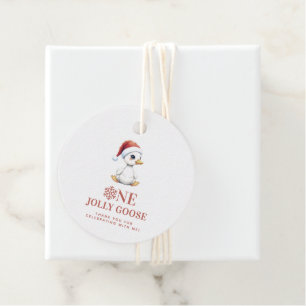 Custom One Jolly Goose December First Birthday Favour Tags