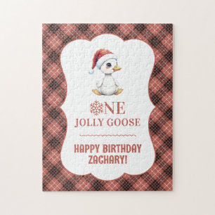 Custom One Jolly Goose December First Birthday Jigsaw Puzzle