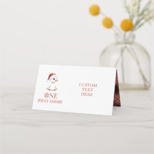 Custom One Jolly Goose December First Birthday Place Card