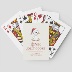 Custom One Jolly Goose December First Birthday Playing Cards