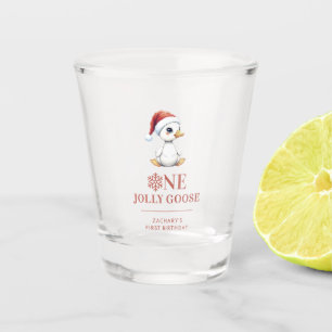 Custom One Jolly Goose December First Birthday Shot Glass
