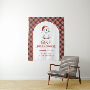 Custom One Jolly Goose December First Birthday Tapestry