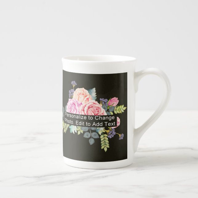Custom One Photo Artwork Slogan Bone China Mug (Right)