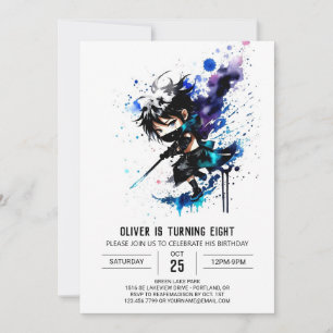 Custom Online Ninja Boy Digital Birthday Invitation
