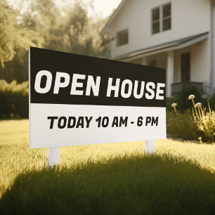 Custom Open House l House for Sale Black & White Banner