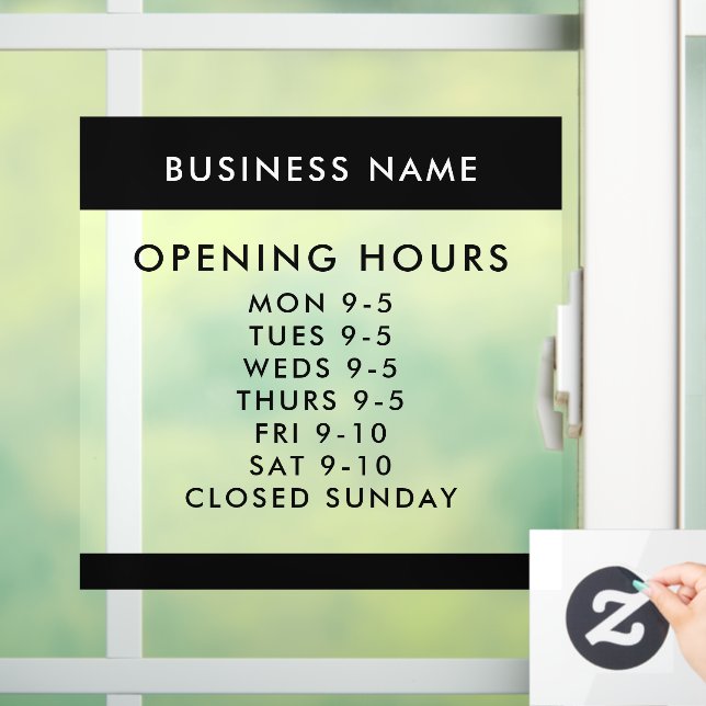 Custom Opening Hours Modern Minimalist Window (Home)