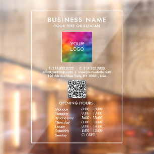 Custom Opening Times Business Logo QR Code Large