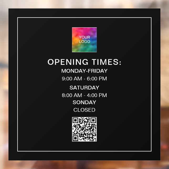 Custom Opening Times Logo QR Code Template (Sheet 2)