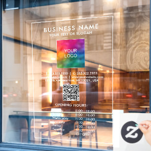Custom Opening Times QR Code Business Logo Large