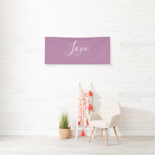 Custom Opera Mauve Solid Colour Minimalist Wedding Banner