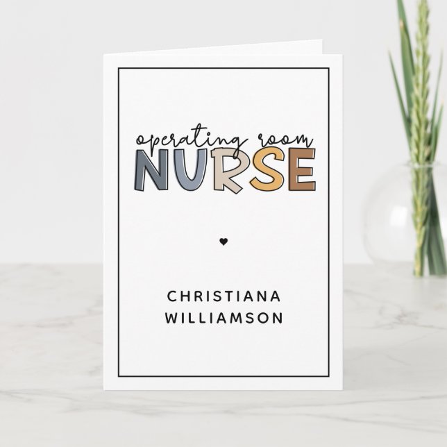 Custom Operating Room Nurse OR Nurse Appreciation Card (Front)
